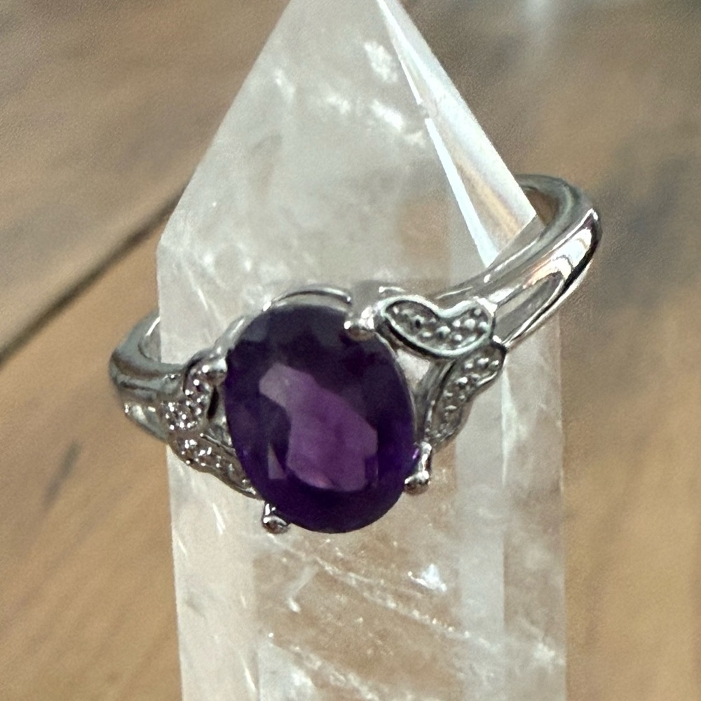 Amethyst Stone Butterfly Ring - Brand New